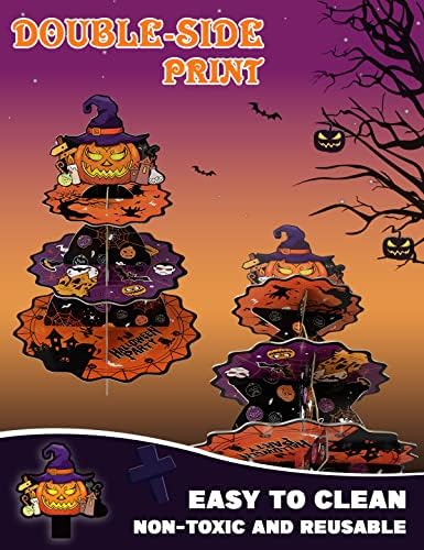 Halloween Tök Süti Stand - Halloween Party Dekoráció Gyerekeknek 3 Tier Karton Cupcake Tartót Halloween Születésnapi Party