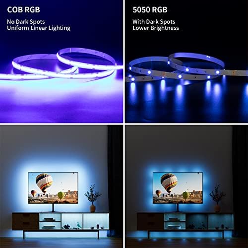 PAUTIX RGB COB LED Szalag Lámpa 16.4 ft/5m UL 24V színváltó Fény Csík 840LEDs/m Többszínű Rugalmas Szalag, Lámpák, TV Szoba,Hálószoba,Fél