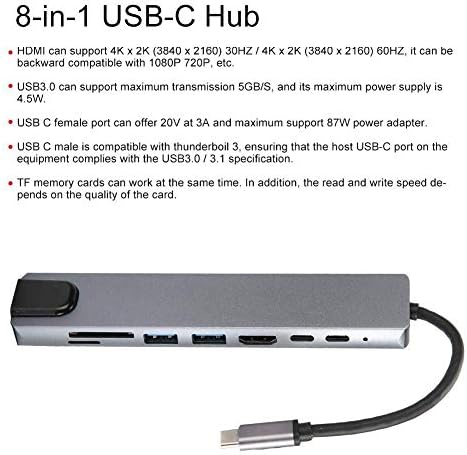 USB-C-Hub, 8-in-1 USB C Adapter 4K HDMI, USB-C-C-Típusú USB 3.0 Hub HDMI RJ45 Ethernet Mini SDTF OTG Adapter