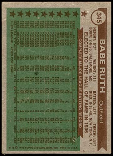1976 Topps 345 Minden idők All-Stars Babe Ruth New York Yankees (Baseball Kártya) VG Yankees