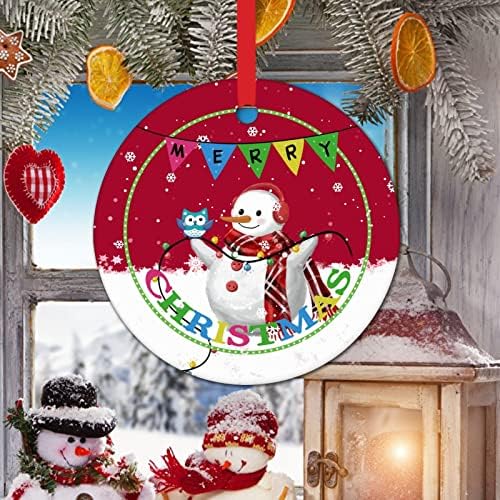 Télen Hóembert Bagoly Karácsonyi Díszek Boldog Karácsonyt Piros Világ Hópehely Vicces Karácsonyi Lóg Dekoráció Hóember Kerek Kerámia