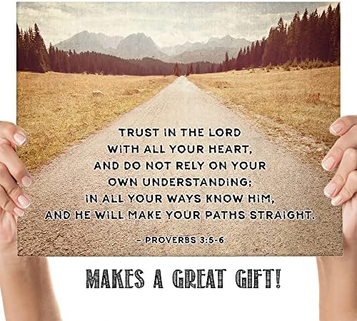 Példabeszédek 3:5-6bizodalmad legyen az Úrban teljes szívedből Bibliai Vers Motivációs Wall Art - Keretben 11 x 14 Retro