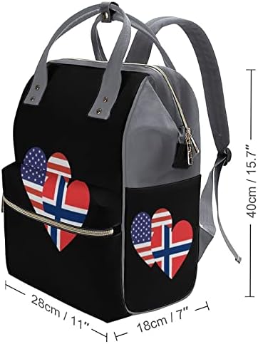 Norvégia Amerikai Szív Zászló Pelenkázó Hátizsák Vízálló Anyu Táska Nagy Kapacitású Hátizsák