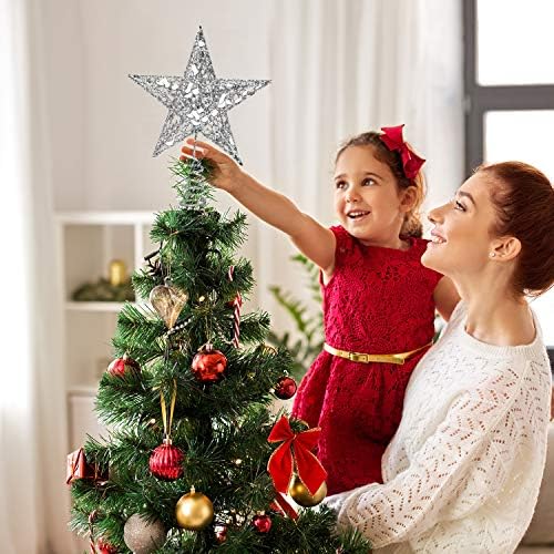 URATOT Csillogott, karácsonyfa Topper Metal Karácsony fa tetején Hallow Vezeték Csillag Topper Karácsonyra Otthon Dekoráció