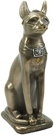 Ebros Ókori Egyiptomi Istennő Ül a Macska Bastet Szobor Ragasztott Gyanta Bronz 11.5 Magas Védelmezője Fáraó Nők Macskák