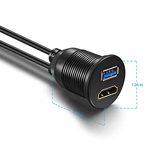 OBVIS USB3.0 HDMI Mount Kábel – USB3.0 HDMI Kiterjesztését Flush, Kötőjel, Panelre Szerelhető Kábel, Autó, Hajó, Motorkerékpár (3 Méter)