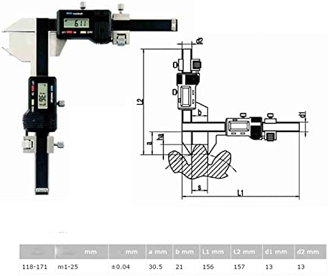 BHVXW M1-M25 0.01 mm Digitális Fogak Vastagsága Féknyereg Fogaskerék Mérési Eszköz, Precíz Felszerelés Fogat Vernier Féknyereg
