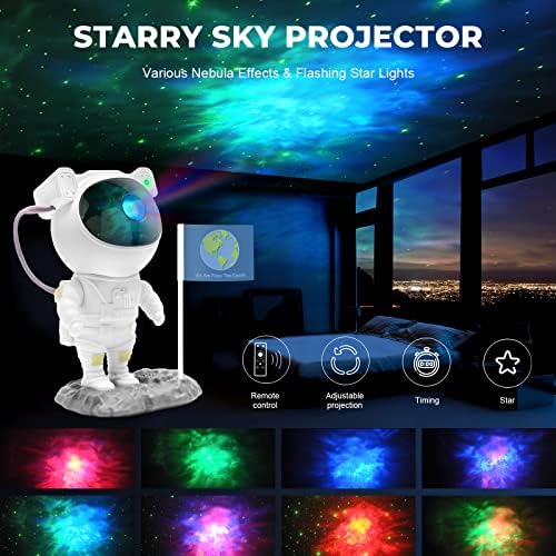 LUXONIC Galaxy Űrhajós Projektor, Bluetooth Zene Hangszóró,Távirányító&Időzítő,Köd, Csillag Tér Haver Projektor Lámpa a Gyerekek, Család,
