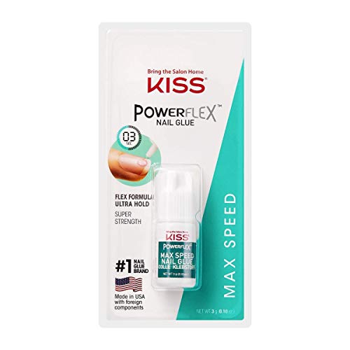KISS Szalon Akril francia Manikűr Készlet & PowerFlex Maximális Sebesség Köröm Ragasztó Kombinált Csomagot, 28 Négyzet Alakú, Közepes Hosszúságú
