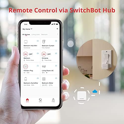 SwitchBot Smart Switch gombnyomogató - Nem Vezetékek, Bluetooth Alkalmazást, vagy Időzítő Vezérlő, Add SwitchBot Hub Mini Kompatibilis,