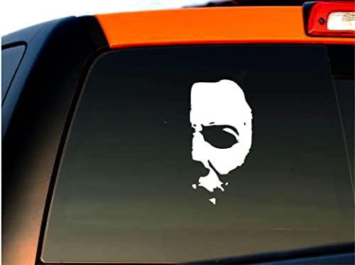 StickerSmith - Michael Myers Hátborzongató Fél Arcát 6x3 Fehér Vinyl Matricák Ijesztő Horror Filmet Halloween-Matricák Autók, Laptopok