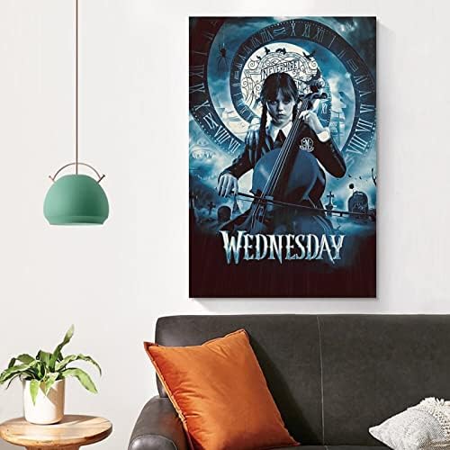 ZBDLXMD Wednesday Addams TV-Sorozat Poszter Jenna Ortega Poszter, Vászon, 90-es évek Wall Art Szoba Esztétikai Plakátok 12x18inch(30x45cm)