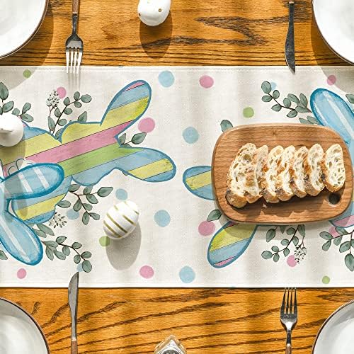 Artoid Mód Akvarell Nyuszi Eukaliptusz Húsvéti asztali Futó, Szezonális Tavaszi Konyha, Étkező Asztal Dekoráció Otthon Fél Decor