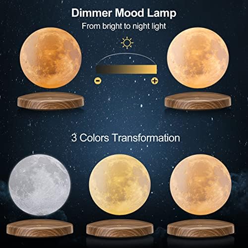 Úszó Hold Lámpa, GDREAMT Forgó 3D Nyomtatás Mágneses Lebegő Hold Éjszakai Fény a Bázis, 3 Színben, LED Hold Éjjeli Lámpa Távirányítóval,
