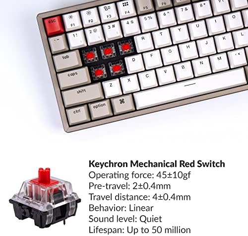 Keychron K2 75% - Os Elrendezés Bluetooth Vezeték nélküli Mechanikus Gaming-Billentyűzet Mac, Multitasking C-Típusú Vezetékes 84 Billentyűk