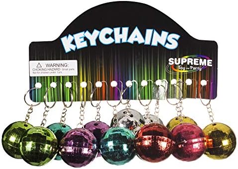 12 Csomag Mini Disco Labdát Keychains a 70-es években Fél Javára Dekoráció Mardi Gras Party kellék