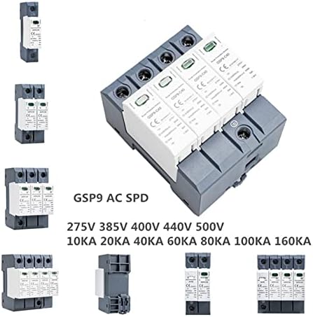 GSP9 4Pole túlfeszültségvédő 20 KA-40KA SPD AC275V AC385V 400V 440V SPD Ház túlfeszültségvédő 1P+N Sín 1db (Méret : 4P AC275V