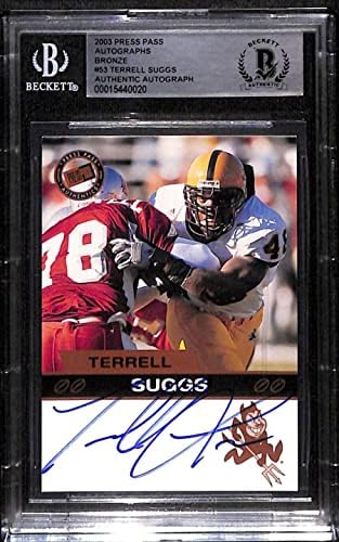 53 Terrell Suggs - 2003 Nyomja meg Át Autogramot Bronz Labdarúgó-Kártyák (Csillag) Osztályozott lenne beégés Auto - NFL-Vágott