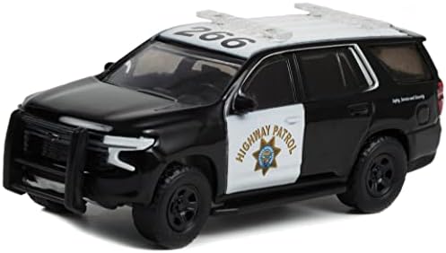2021-es Chevy Tahoe Rendőrség Törekvés Jármű (PPV) Fekete-Fehér California Highway Patrol Hot Pursuit 1/64 Fröccsöntött Modell