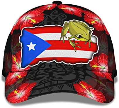 Férfi ruházat Női Egyéni Név Baseball Sapka Grafikus Béka állatbarát Puerto Rico Virág Zászló Szimbólum Sapka, Állítható Snapback