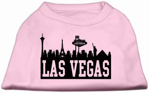 Délibáb Pet Termékek, 8 Inch-es Las Vegas Városára Képernyő Nyomtatás Póló Háziállat, X-Kicsi, Világos Rózsaszín