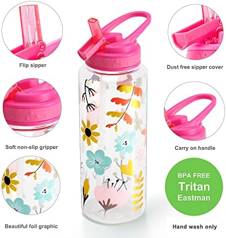 Aranyos Üveg Vizet, a Szalma, a Lányok, Nők, BPA MENTES Tritan &szivárgásmentes & Fogantyú & Szép Design, 32oz/950ml (Ananász)