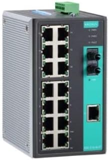 A Moxa Nem felügyelt Ipari Ethernet-Kapcsoló 15 10/100BaseT(X) Port, 1 Multi-Mode 100BaseFX Port ST Csatlakozó, -40 75°C
