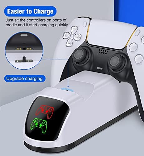 A csomag 1 x PS5 Controller Töltő Fehér, 1 x PS4-Vezérlő, Töltő Fekete Töltő Kábel