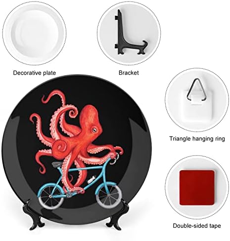 Kerékpáros OctopusCustom Fotó porcelán Díszítő Lemez Személyiség Kerámia Tányér Mesterségek, a Nők, Férfiak, Ajándékok, Display