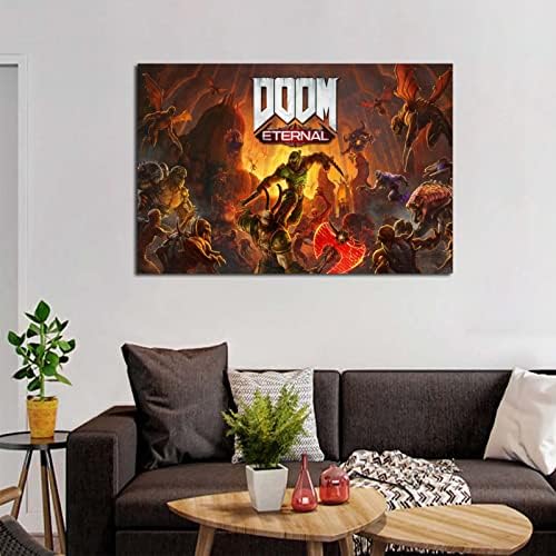 Dooms-Örök Ultrakill Ördög Tőrök Poszter Díszítő Festés Vászon Wall Art Nappali Plakátok Hálószoba Festés 12x18inch(30x45cm)