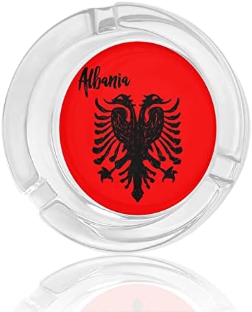 Albánia Sas Zászló Üveg Hamutartó a Cigaretta Szélálló Kuka Nyomtatott Díszes hamutartót a Home Office Patio Hotel Használata