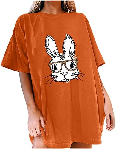 Húsvéti Nagyméretű Grafikus Póló,Női Plus Size Rövid Ujjú Csepp Váll T-Shirt Aranyos Nyuszi Nyomtatás Maximum Sleeve Alkalmi Blúz