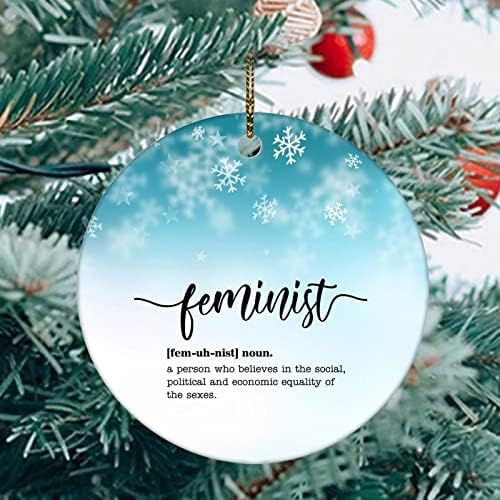 Karácsonyfadísz Meghatározása Feminista Karácsonyi Dísz, Ajándék Lakberendezés Dísz Hulló Hópehely Lóg Medálok Kerek Porcelán Karácsonyi