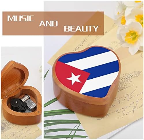 Zászló Kuba Óramű Zene Doboz, Régi, Fából készült Szív Alakú Zenei Doboz Játékok, Ajándékok, Díszek