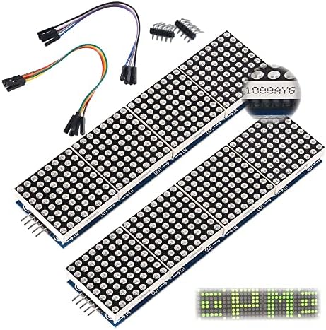 ALAMSCN MAX7219 Mátrix Modul 32x8 4 az 1-LED Kijelző Modulok Arduino Raspberry Pi Mikrokontroller a 5Pin Vezetékek Zöld (Csomag 2)