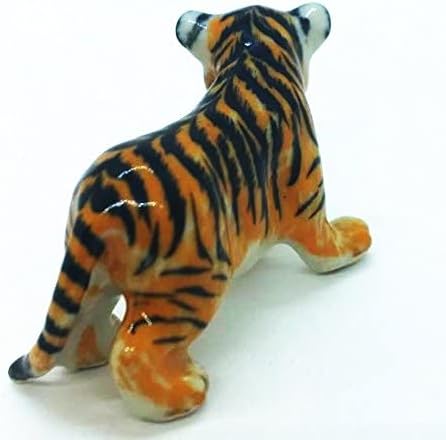 WitnyStore 1.62 Hosszú Tigris Kölyök Állandó Kerámia Dísz Miniatűr - Dekoratív Porcelán Safari Gyűjthető Afrikai Állatok Vonzó Ajándék,
