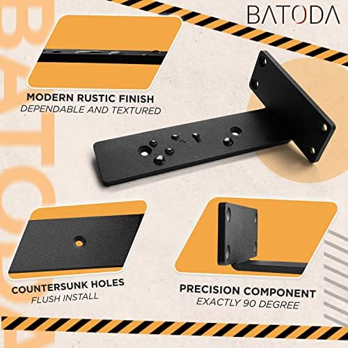 BATODA - 6 Hüvelyk Lebegő Polc Zárójelben – Black Metal L Konzol - Rejtett Polc Zárójelben az Úszó Fa Polc - Polcrendszer Hardver Csavart,