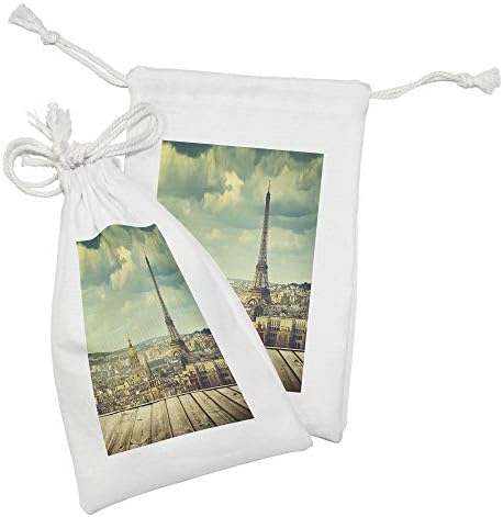 Ambesonne Eiffel-Torony Szövet táska 2, Párizs Városkép Franciaország Jelenet Kilátás a Fa Fedélzet Táblázat a Városi Élet Klasszikus,