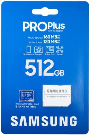 Samsung 512 gb-os Pro Plus MicroSDXC Memória Kártya Samsung Galaxy Tab Tabletta A8 10.5, Fül A7-Lite, Fül S7 FE, Fül S7+ Tab S6 Lite MB-MD512KA