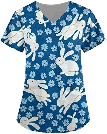 Húsvéti Pólók Női Rövid Ujjú Tunika Póló O Nyak, Laza Felsők Ing Trendi Aranyos Nyuszi Grafikus Blúz Tshirts