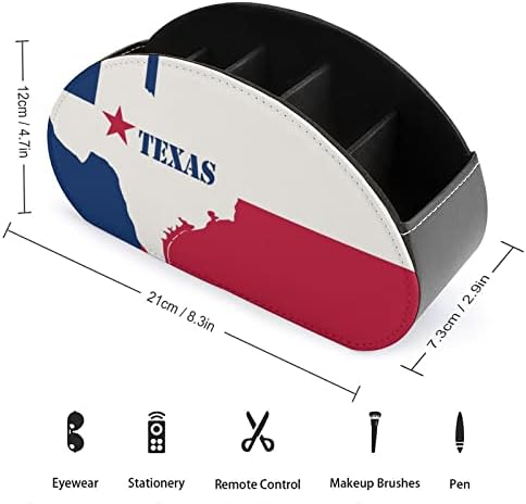 Texas Zászló PU Bőr Távirányító Birtokosai Divat Asztal Szervező Tároló Doboz, 5 Rekesz