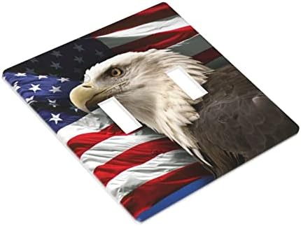 Amerikai Zászlót Kopasz Sas Dupla Váltó Kapcsoló Kiterjed Fali Tányér Dekoratív 2 Banda, a Konyha, valamint a Nappali Mosókonyha