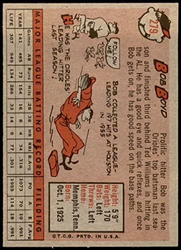 1958 Topps 279 Bob Boyd Baltimore Orioles (Baseball Kártya) EX/MT Orioles