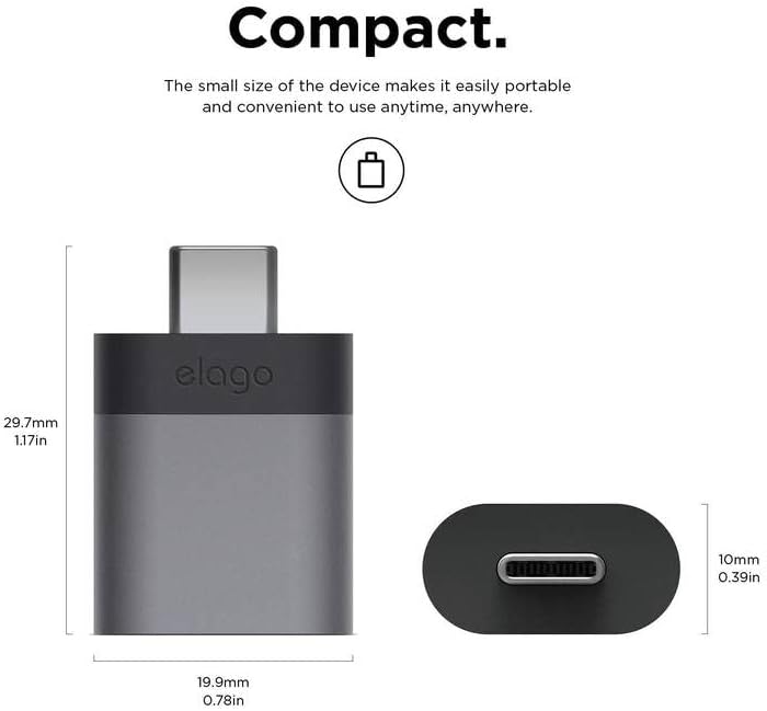 elago Mini Alumínium USB-C-USB 3.0 Női Mini Adapter MacBook Pro 2018/2017, a MacBook Air a 2018-as, illetve Egyéb Eszközök, C-Típusú