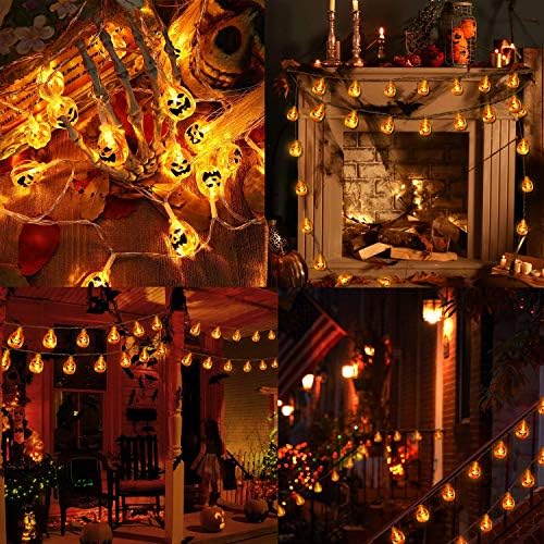 Halloween Világítás Beltéri Kültéri Dekorációk, Vízálló LED Tök String Fények, Narancs töklámpás elemes Világítás Beltéri Kültéri