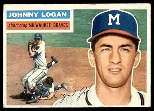 1956 Topps 136 WHT Johnny Logan Milwaukee Bátrabbak (Baseball Kártya) (Fehér Vissza) VG/EX Bátrabbak