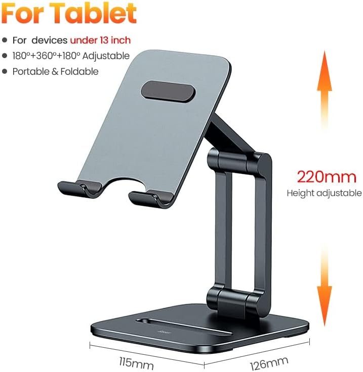 WXBDD Fém Asztal Telefon készenléti Telefon, s Tablet Összecsukható Tablet Állvány (Szín : Szürke, Méret : 11.5 * 12.6)