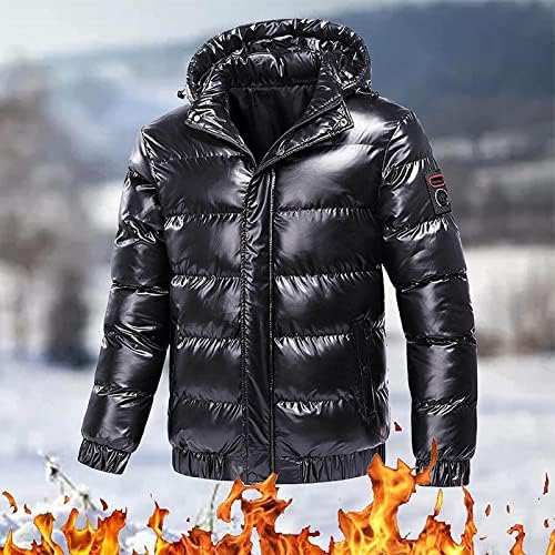 VALSEEL Mens Téli Kabátok egyszínű Fényes, Tükröződő Hosszú Ujjú Kapucnis Kabát Könnyű, Pamut, Meleg Felsőruházat