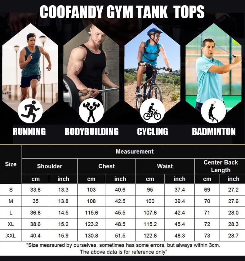 COOFANDY Férfi Edzés Tank Maximum 3 Csomag Gym Ing izompóló Testépítés Fitness Ujjatlan póló