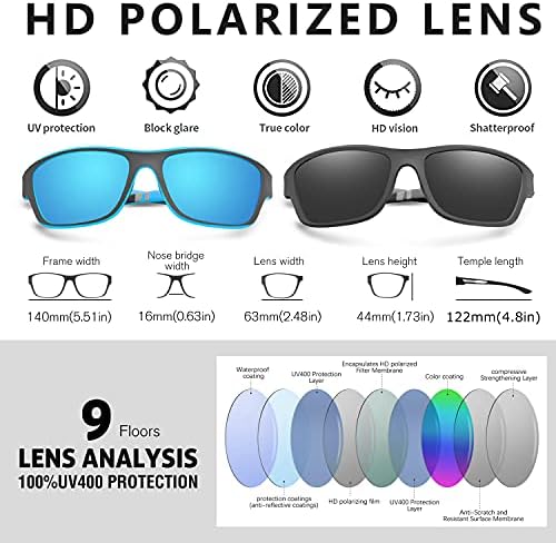KUGUAOK Polarizált Sport Napszemüveg, a Férfiak Vezetés, Kerékpározás Horgászat napszemüvegek - os UV Védelem Szemüveg